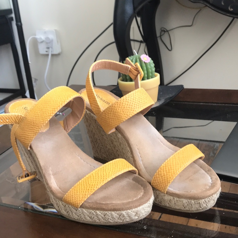 Yellow Snakeskin Sandals